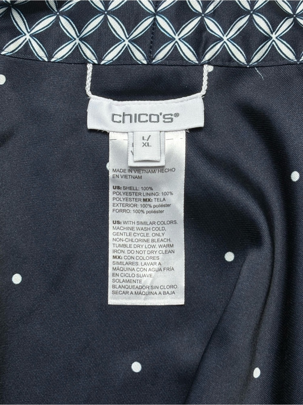 Chico's Reversible Black & White Floral Polka Dot Kimono Jacket Size L/XL - Picture 8 of 8